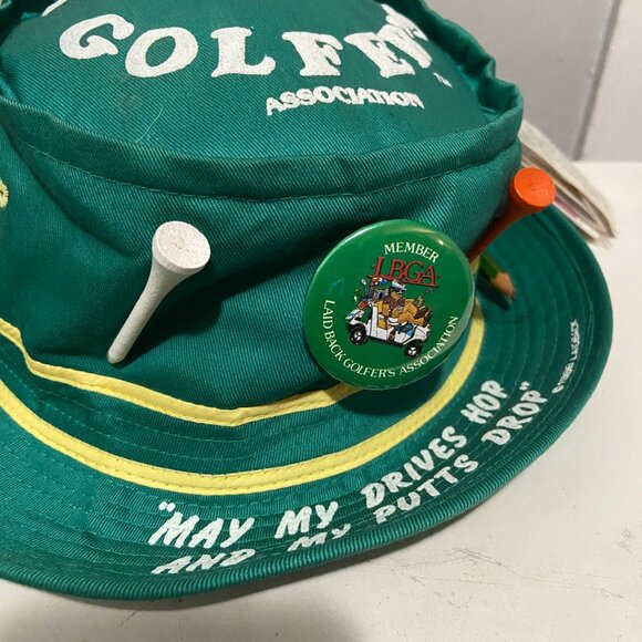 NEW Vintage 1989 Laid Back Golfer's Association Survival Bucket Hat Green Large - Picture 2 of 9